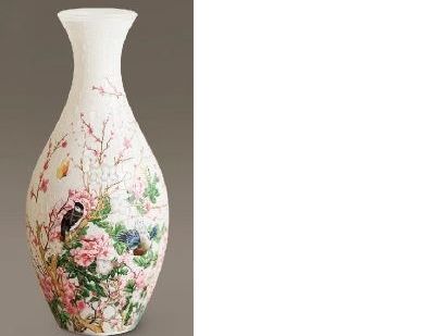 3D Vase Translucent Flowers and Birds