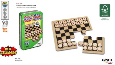 Travel Wooden Chess In Metal Box